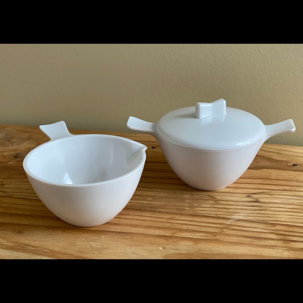 Vintage Melmac White Creamer Sugar Bowl Chicago 54